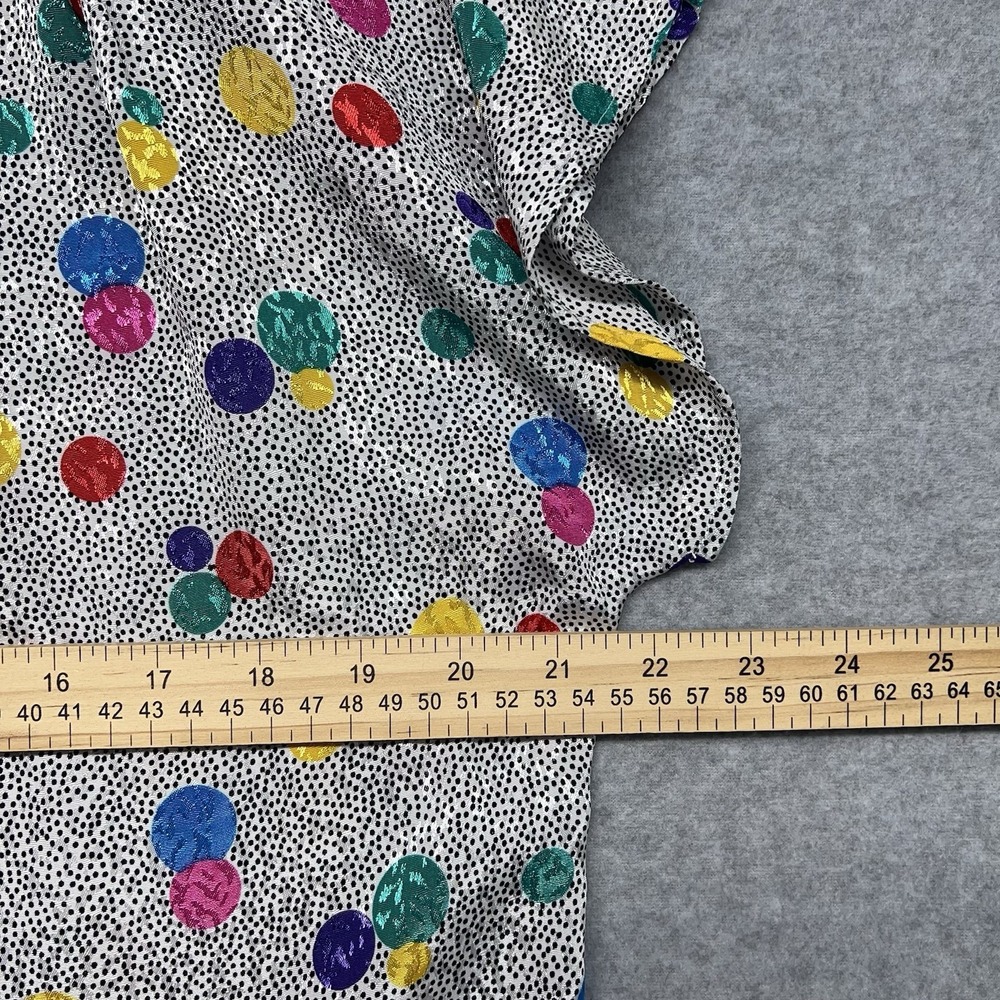Notations Women's Multi Color Short Sleeve Pullover Blouse Size 14 Polka Dot 80s - Picture 10 of 15